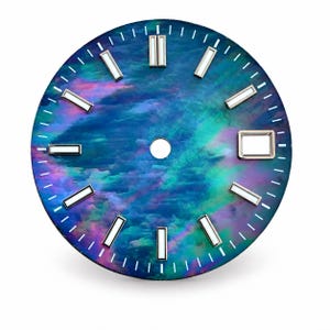 28.5mm Mother of Pearl Watch Dial for NH35 Movement, Green Lume Baton Dial, Custom Logo, Date Window Watch Mod Parts