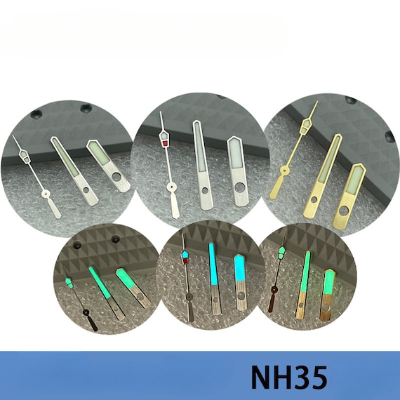 Aiguilles De Montre Dorées Lumineuses C3 Vertes - Compatibles Mouvements NH35/NH36/4R - Neuf Avec étiquettes