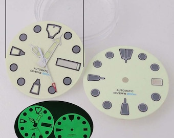 Watch Dial  hand White All Green Luminous Watch Plate for SKX007 NH35 NH36 Movement Modified Watch Accessories