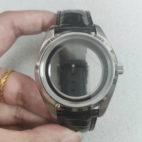 38MM Stahl GS Uhrengehäuse transparente Rückseite Saphirglas Uhrenarmband für NH35 / 36 / 4R / 7S Uhrwerk Umbau Zubehör für 31mm Zifferblatt