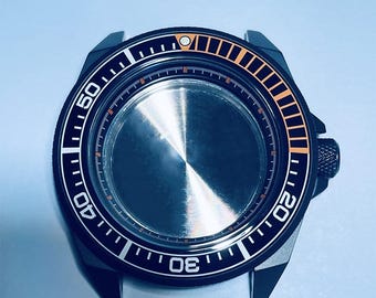 Custom Logo 43.7mm Dive Watch Case for NH35 NH36 4R 6R, Sapphire Crystal, Ceramic Bezel, 28.5mm Dial, 200M Mod Parts