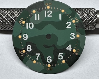 Custom Dial Watch Accessories Modified Watch Dial Camouflage Dial 28.5mm / NH35 Movement C3 Luminous