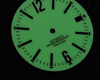 Full Luminous 28.5mm Watch Dial for NH35 NH36 Automatic Movement, Vintage Pilot Style Custom Logo Printed Glow in Dark Watch Mod Parts