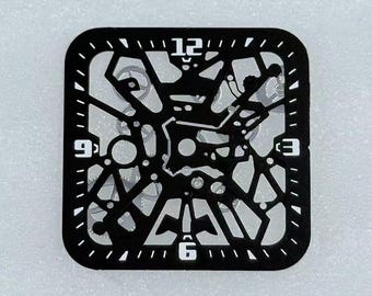 Custom Logo Square Skeleton Watch Dial 26.9x26.9mm for NH70 NH38 Movement Openworked Dial Watch Mod Replacement Part