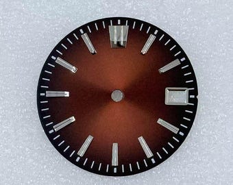 Uhren-Zifferblatt 28.5 mm Sunray mit silbernen Indizes für NH35 Automatik-Uhrwerk Silber Schwarz Blau Rosa Braun Uhrmodifikation Teile