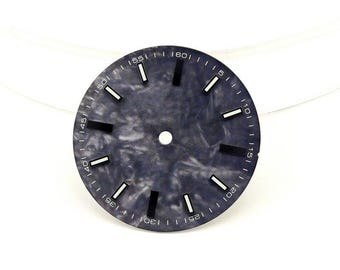 Unique 28.5mm Marble Watch Dial, NH35 NH36 Movement, Purple Nebula Texture, Custom Mod Part, Luminous Indices, Handmade Watchmaker Gift