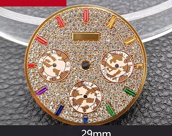 Watch Modification Accessories VK63 Dial 29mm Luminous Dial Diamond Dial Modification Face Suitable for VK63 Movement