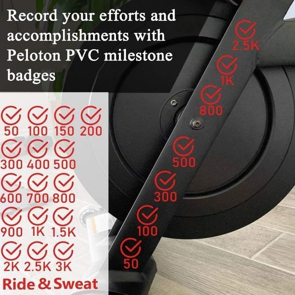 Fitness Decals-Milestone Stickers for Peloton Bike & Tread• Century Club• Cycling Milestone Decals (Set of 16)