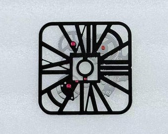 Custom Logo Square Skeleton Watch Dial 26.9x26.9mm for NH70 NH38 Movement Artistic Open Frame Watch Mod Replacement Part