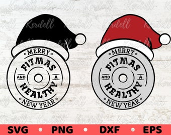 Merry Fitmas and a Healthy New Year SVG, Christmas Workout svg, Christmas Gym SVG, Holiday Fitness svg, Christmas Fitness Svg Png Dxf Eps