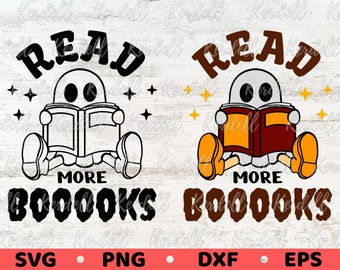 Booooks Halloween Svg, Read More Booooks SVG, Halloween Teacher Svg, Librarian Ghost svg, Halloween Book Lover Svg Png Dxf Eps Sublimation