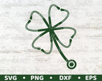 Verpleegkundige St. Patrick's Day SVG, Shamrock stethoscoop, Ierse verpleegkundige svg, stethoscoop SVG, arts SVG, St. Patrick's Day medische Svg Png Dxf Eps