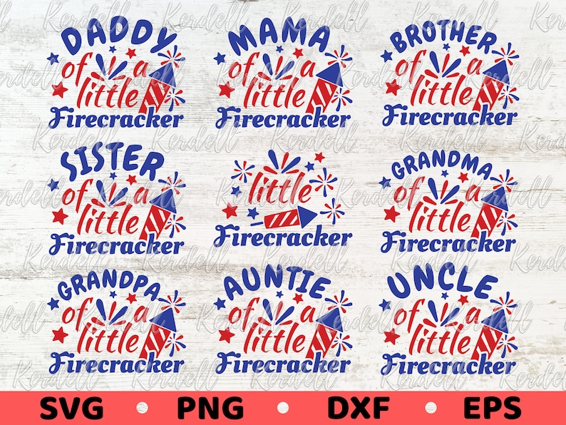 Little Firecracker Family Bundle SVG, 4th of July Svg, Patriotic Family ...