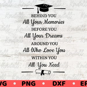 Behind You All Your Memories SVG, Graduation Quote, Class of 2024 Svg, Graduation SVG, Seniors 2024 Svg, Graduation School Svg Png Dxf Eps