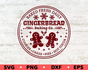 Gingerbread Svg, Gingerbread Baking Co SVG, Christmas Gingerbread, Gingerbread Cookie Svg, Christmas Kitchen Sign Svg Png Dxf Eps Sublimaion
