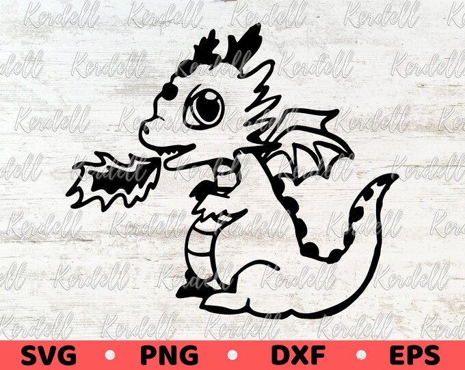 60 Cute Baby Dragon Svg & PNG Files, Fantasy Dragon Outline Clipart ...