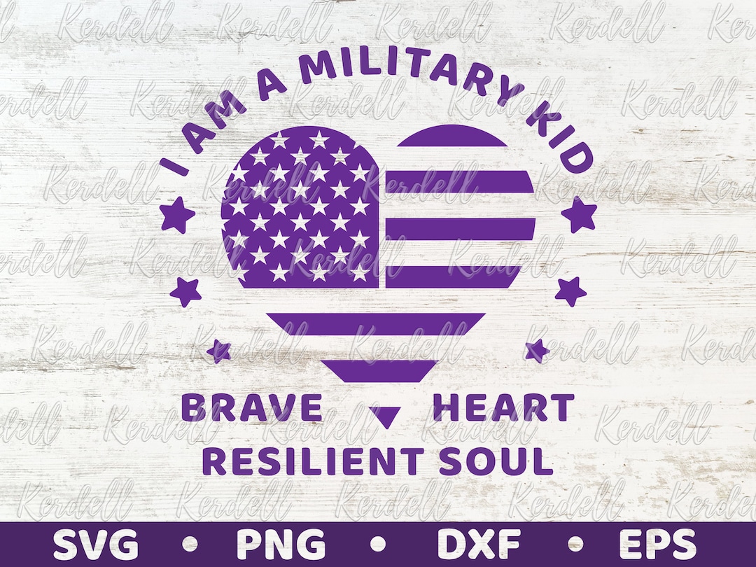 I'm a Military Kid Brave Heart Resilient Soul SVG, Purple Ribbon Svg ...