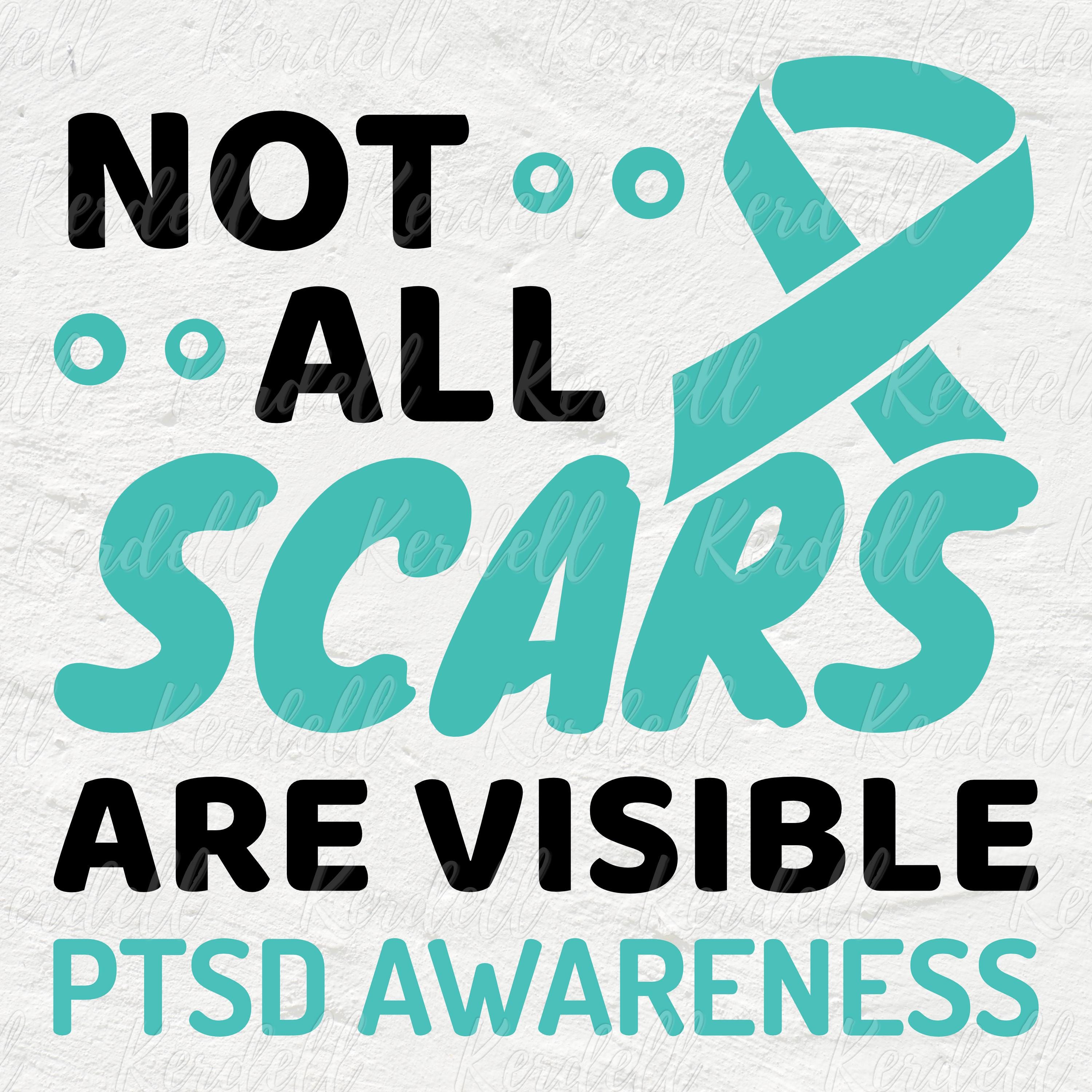 Ptds Ribbon PTSD Awareness Ribbon Svg Png, Not All Scars Are Visible Svg, Teal ...
