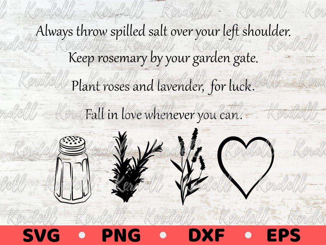Practical Magic Quote SVG, Always Throw Salt Over Your Left Shoulder. Keep Rosemary by Your