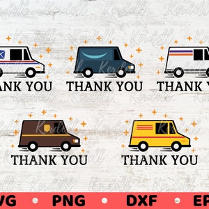 Camion de livraison Merci SVG Bundle, chauffeur-livreur Merci svg, Merci postier svg, sublimation de camion courrier Svg Png Dxf Eps