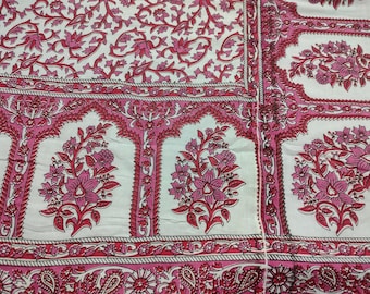 Pink Floral Cotton Dohar: Indian Jaipuri Single Bed Quilt