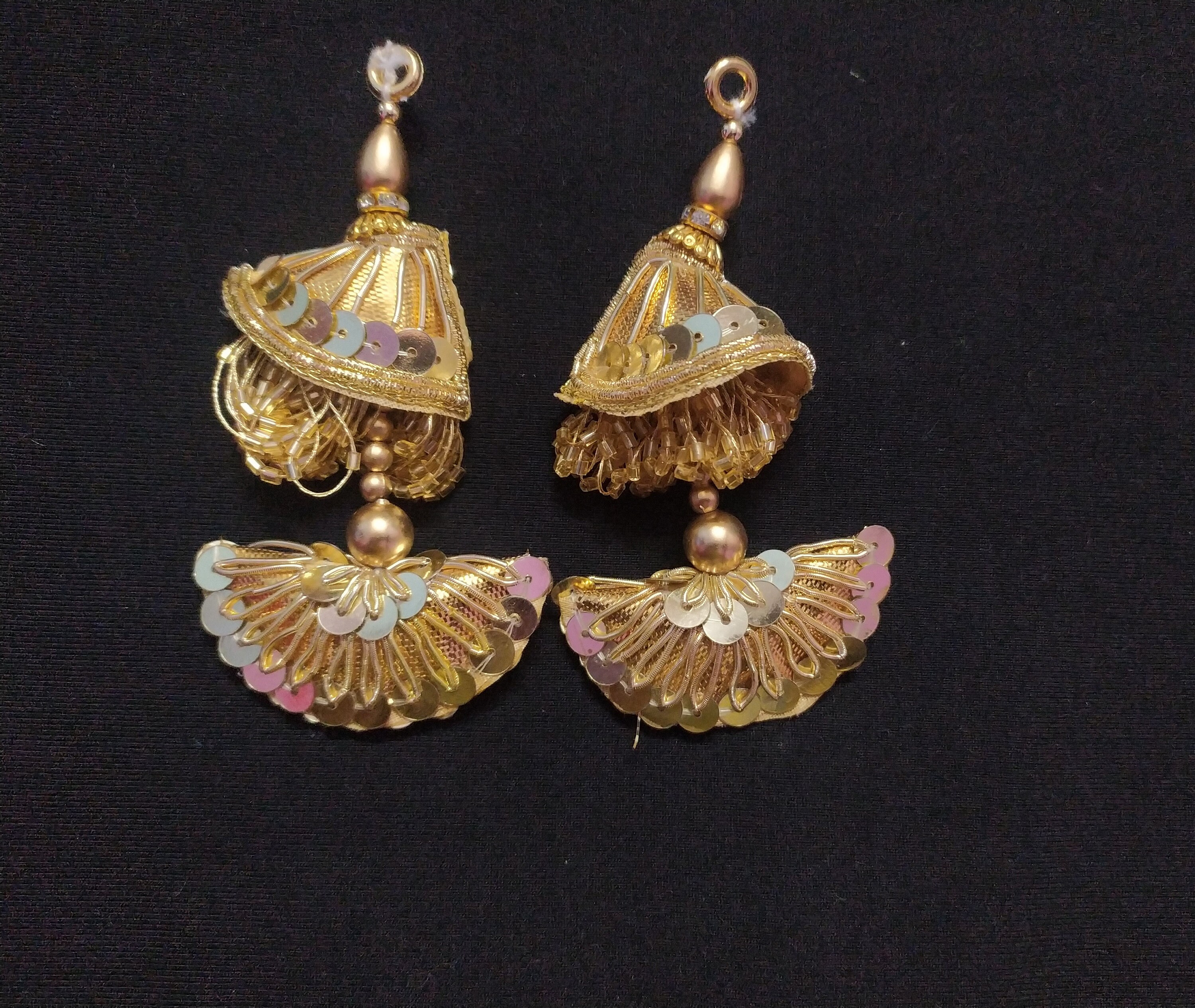 This is Indian Gold Colour Decorative Handmade Beaded Tassels Dupatta