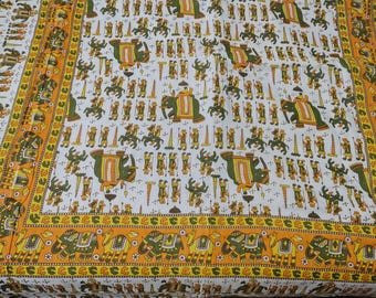 Dohar de algodón Jaipuri: edredón individual con estampado indio a mano