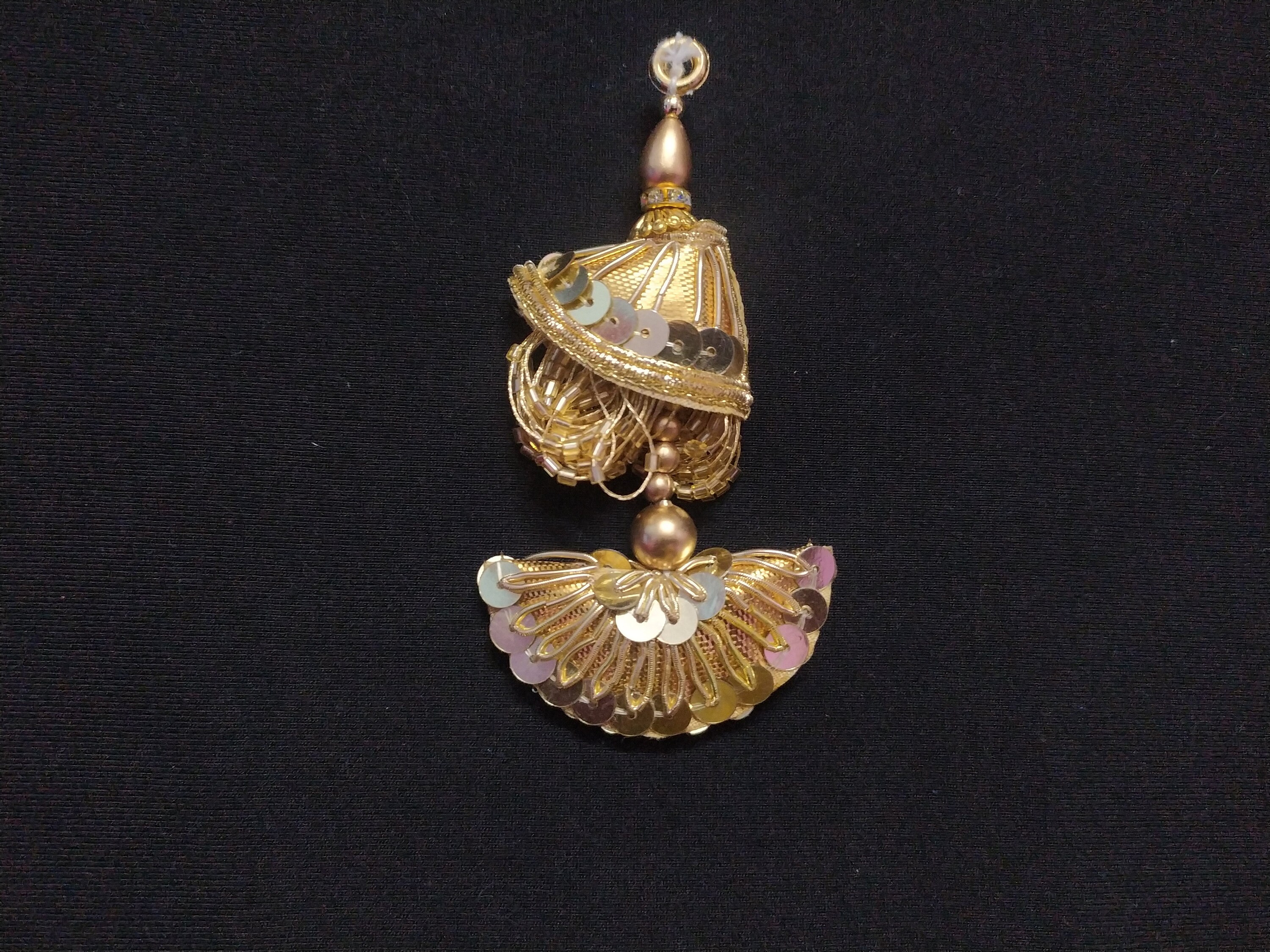 This is Indian Gold Colour Decorative Handmade Beaded Tassels Dupatta