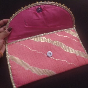 This Is Indian Multi Colour Pink Yellow And Gold Colour Decorative Handmade Applique Work Design Purse For Special Occasion Wholesalers image 4