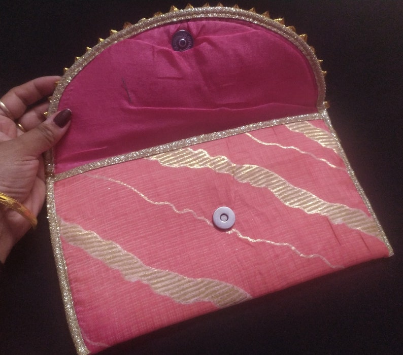 This Is Indian Multi Colour Pink Yellow And Gold Colour Decorative Handmade Applique Work Design Purse For Special Occasion Wholesalers image 4