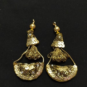 Handmade Beaded Dupatta Tassels: Antique Gold Indian Design