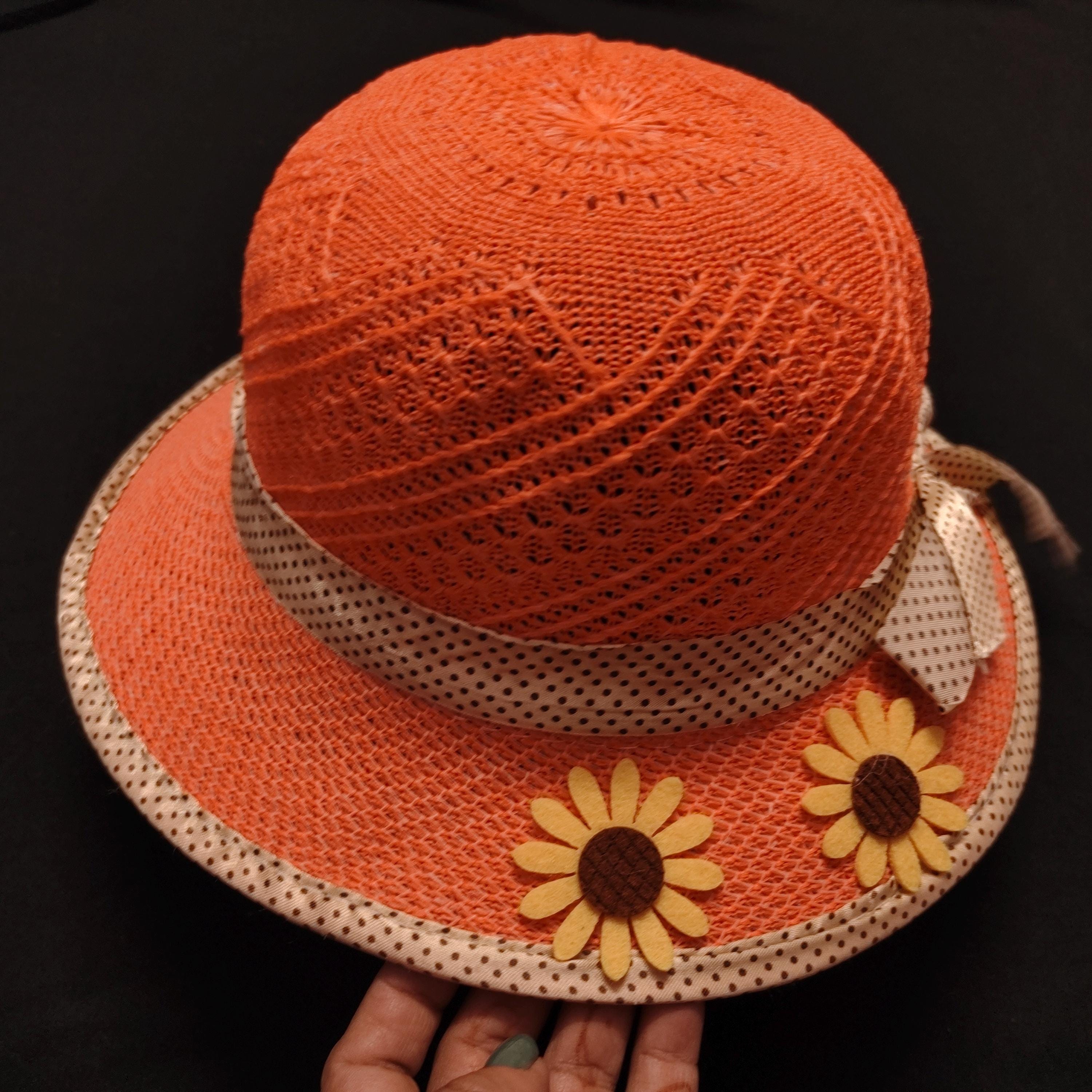 Wide-Brim Sun Hat in Red & Orange Floral Print Crimson Flower Gothic Foldable Sun Hats for Women Travel for  main image 2
