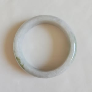 57.5mm White Green Untreated 100% Natural Grade A Jadeite Genuine Burmese Jade Bangle