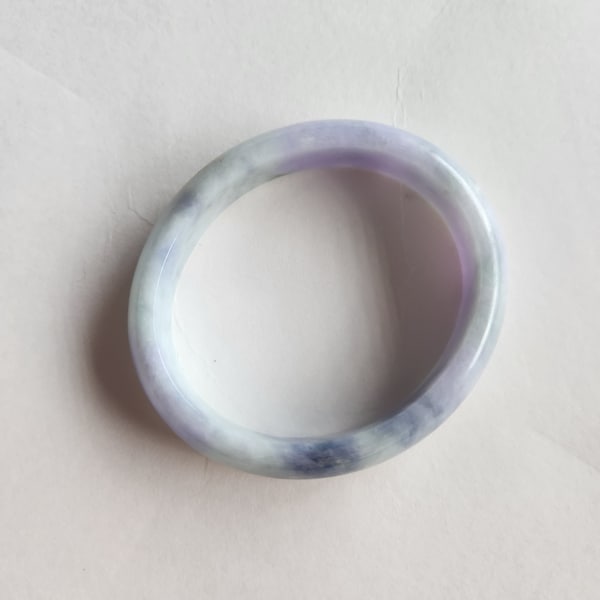 56.5*48.5mm For 54.5 Lavender Purple Blue Untreated 100% Natural Grade A Jadeite Genuine Burmese Jade Oval Bangle