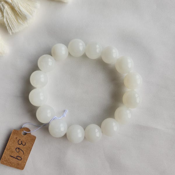 Real White Jade Bracelet Natural Nephrite Tremolite Bone White Purifying Mindfulness 11.5mm