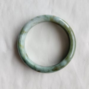 58.5mm Yellow Floral Pattern Untreated 100% Natural Grade A Jadeite Genuine Burmese Jade Bangle