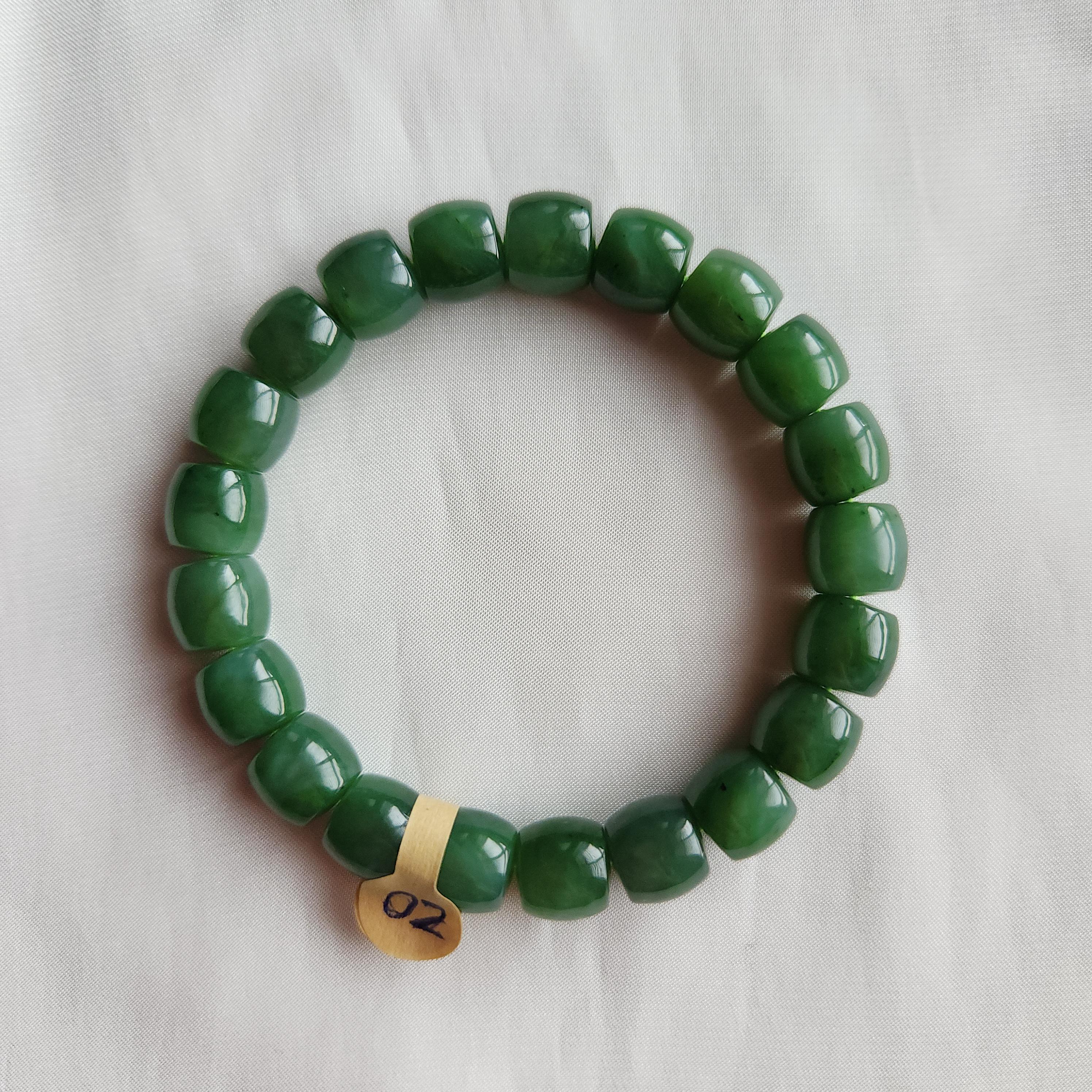 10mm Untreated 100% Natural Real Tremolite Nephrite Jade Bracelet Oily Emerald Green Traditional Cut Bangle Like Unisex Healing Relief