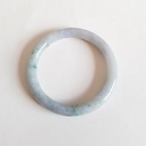 53mm For 52 53 54 Light Lavender Tricolor Fu Lu Shou Floral Pattern Untreated 100% Natural Grade A Jadeite Genuine Burmese Jade Round Bangle