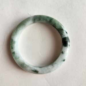 53.5mm Floral Pattern Untreated 100% Natural Grade A Jadeite Genuine Burmese Jade Bangle