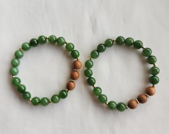 8mm Untreated 100% Natural Real Tremolite Nephrite Jade & Mysore Sandalwood Fragrance Scented Rich Vivid Green Soothe Healing Relief Relax