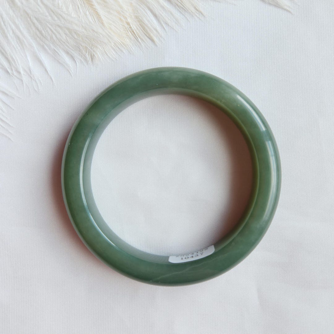 57.5mm Genuine Jade Bangle Real Natural Nephrite Blue Ink Green Morandi ...