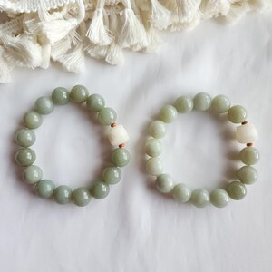 Natuurlijke nefrietjade armband Dancing Lion Bodhi zachtgroen Fortune Guardian 12 mm
