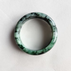 55mm Green Floral Pattern Untreated 100% Natural Grade A Jadeite Genuine Burmese Jade Bangle