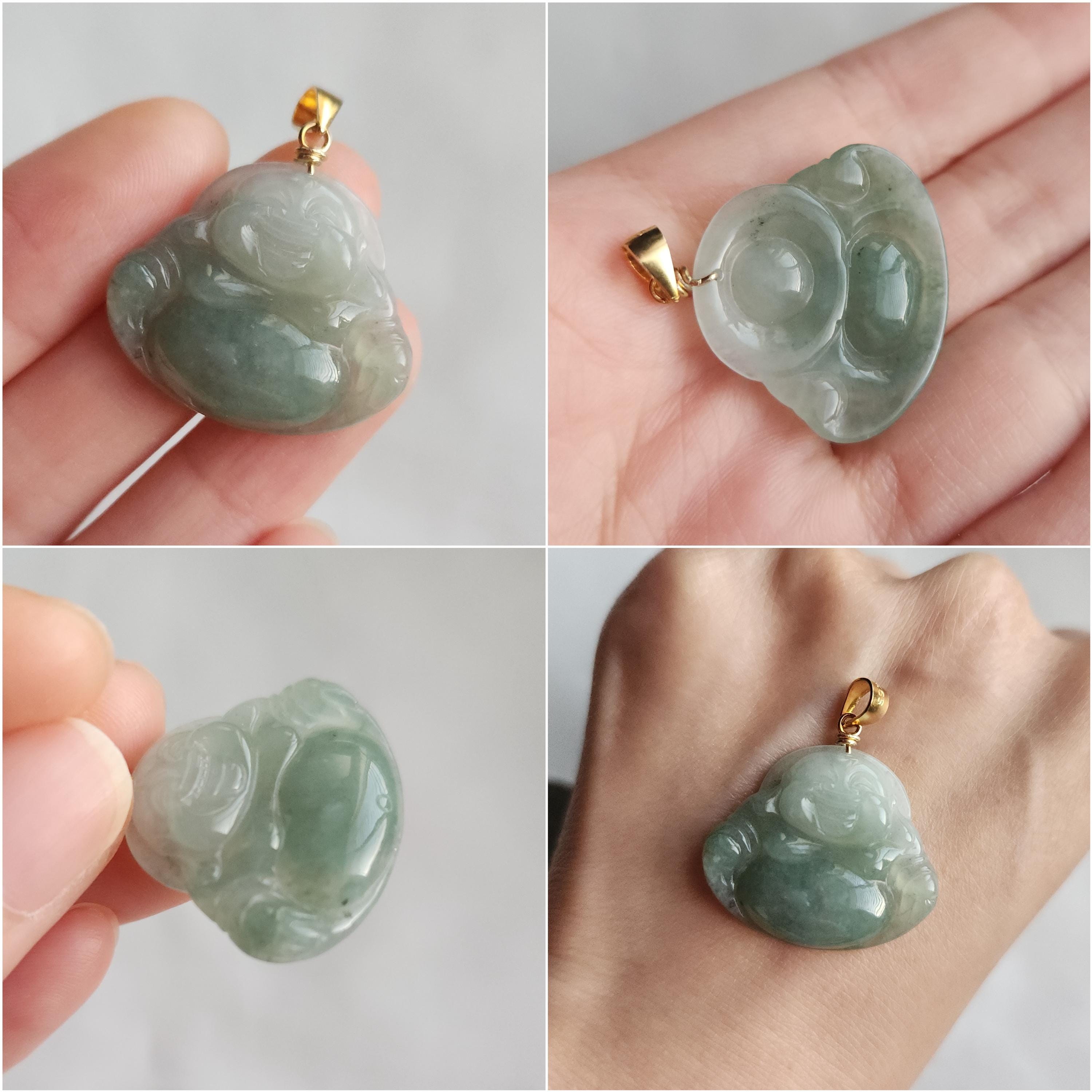 翡翠仏像 A級 ビルマ産翡翠ペンダント 幸福の祝福 S925 - Etsy 日本