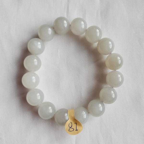 Pulsera de jade auténtico, nefrita natural, tono brumoso ahumado, relajante, 12 mm