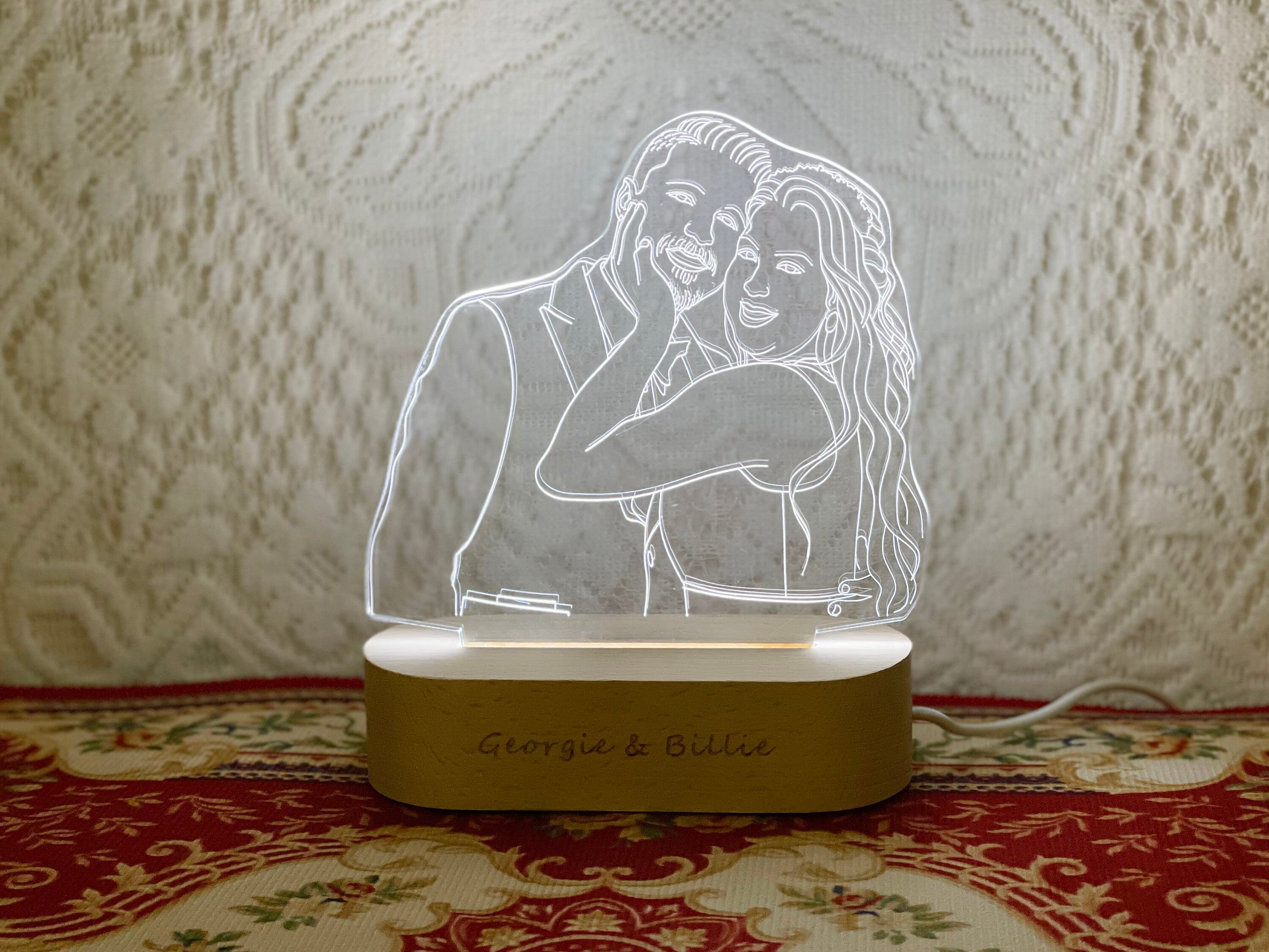 Custom Engraved Wooden LED Night Lamp 3D Personalized Lamp Etsy