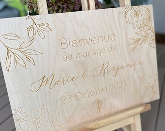 Panneau de bienvenue personnalisé en bois pour mariage ou événement