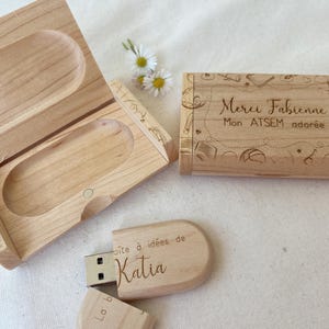 Clé USB + boîtier personnalisé pour maîtresses / ATSEM / maîtres / souvenir de fin d'année scolaire