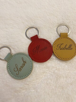 PERRIS Portachiavi Rotondo Personalizzabile Con Incisione – Ecopelle E Metallo, Argento/Nero, Regalo Uomo/Donna Con Confezione