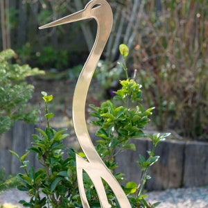 Heron Garden Sculpture (Single) in Stainless Steel- Polished- Heron Garden Ornament - Garden Sculpture - Metal Garden Art - Heron Ornaments